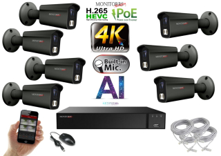 Monitorrs Security 4K IP 7 kamerový set 8 Mpix GTube (6379K7)